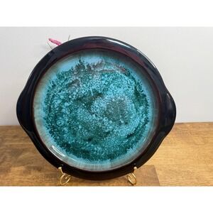 Blue Mountain Pottery Canada Drip Glaze Oval Serving Platter Green Teal Black‎